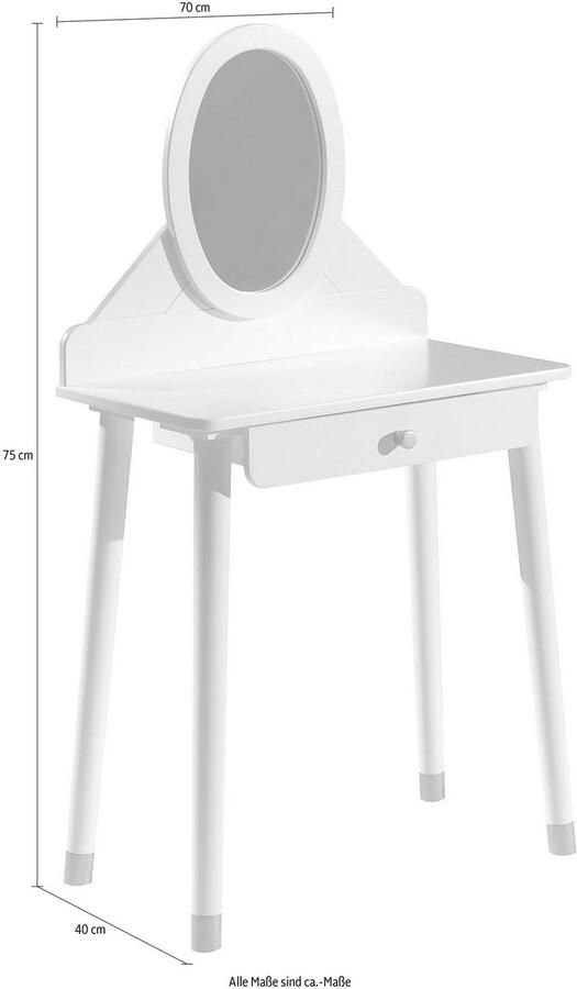 Vipack Kinderkaptafel Billy met spiegel hout wit - Foto 3