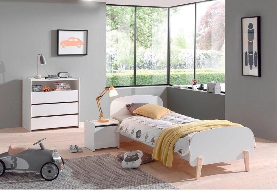 Vipack Kinderledikant Kiddy incl. lattenbodem ligoppervlak 90 200 cm rechtlijnig ontwerp in retro-look hoogwaardig mdf gelakt - Foto 5