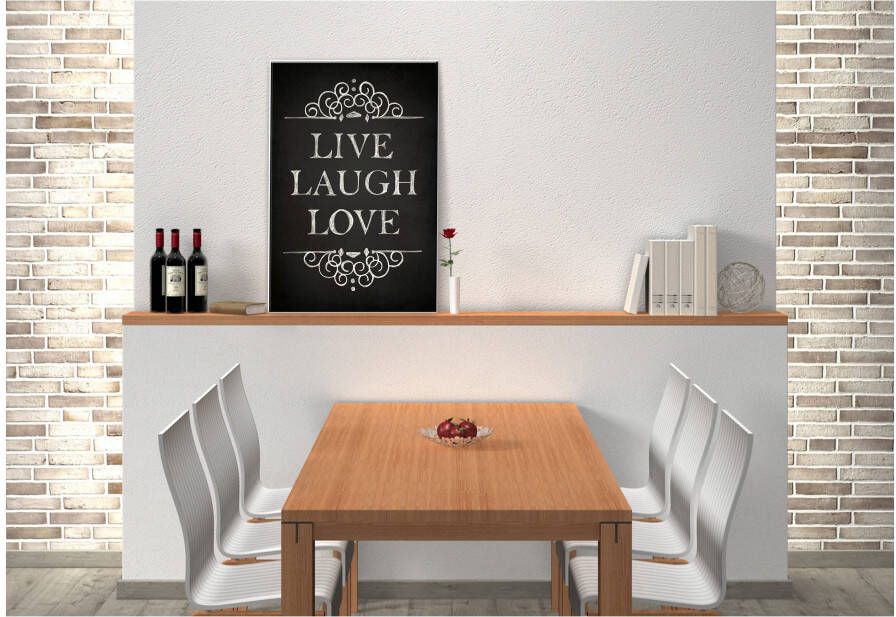 Wall-Art Artprint Live Laugh Love Hardschuim wandbord quote