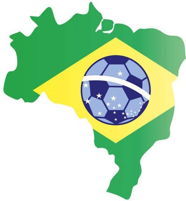 Wall-Art Wandfolie Brazilië kaart met voetbal (1 stuk)