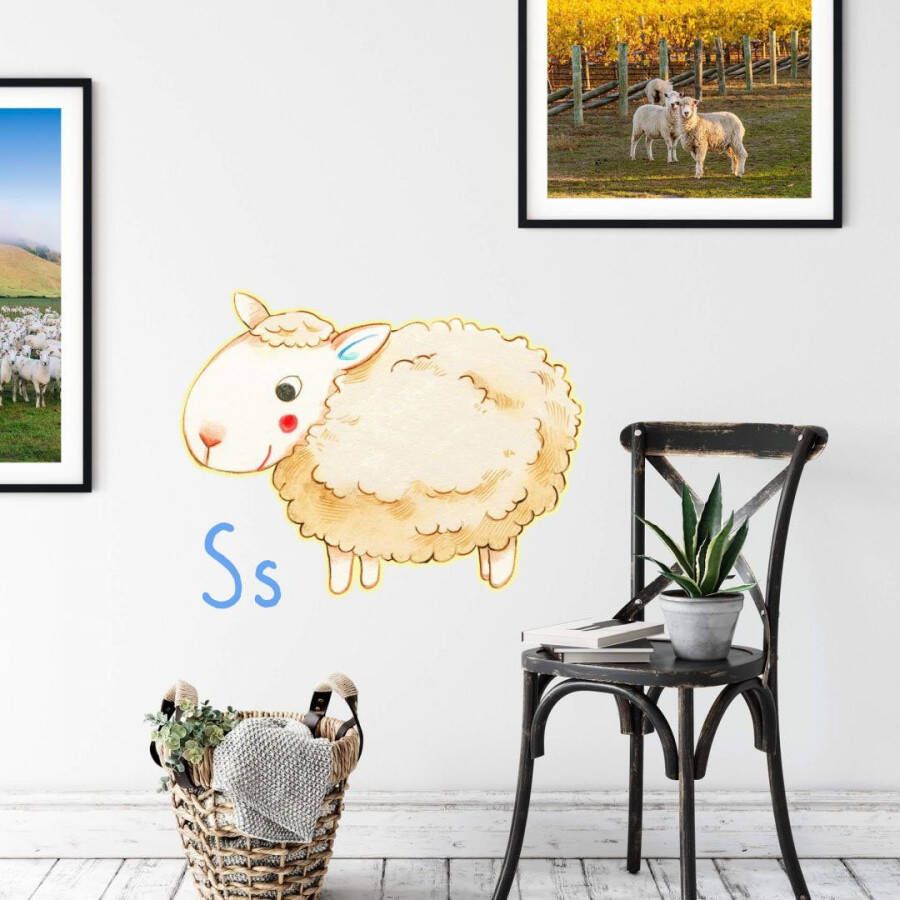 Wall-Art Wandfolie Schaap dierenwereld letter S (1 stuk)