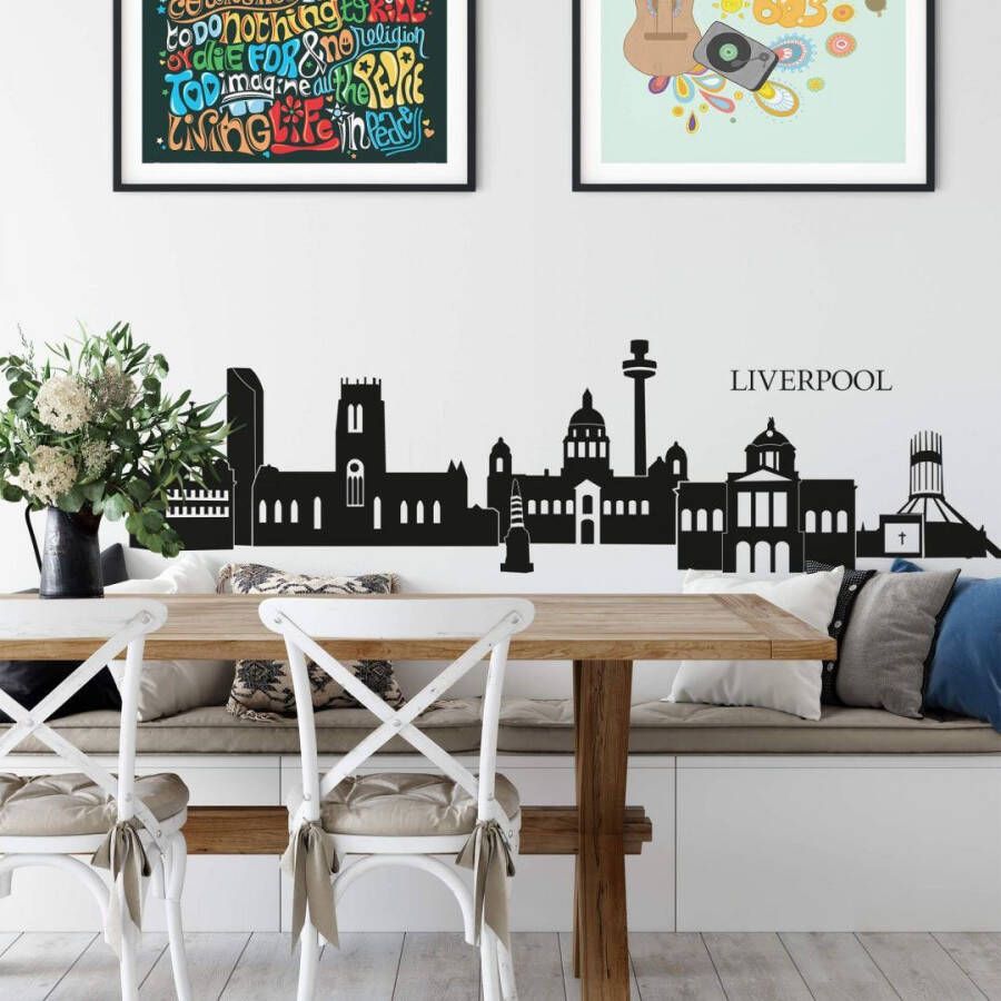 Wall-Art Wandfolie Stad skyline Liverpool 120 cm (1 stuk)