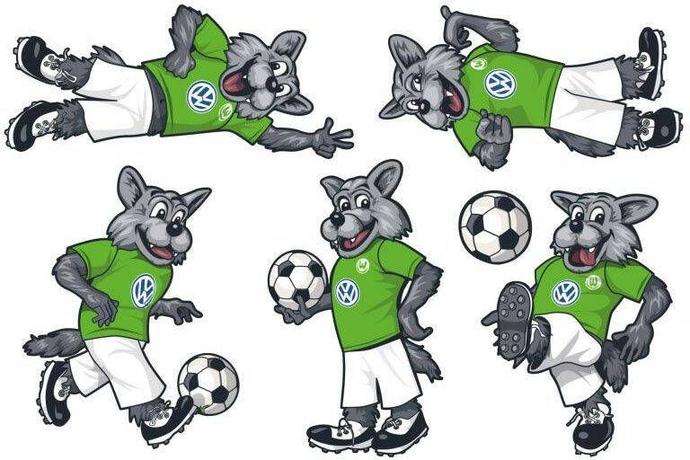 Wall-Art Wandfolie VfL Wolfsburg Wölfi set (1 stuk)