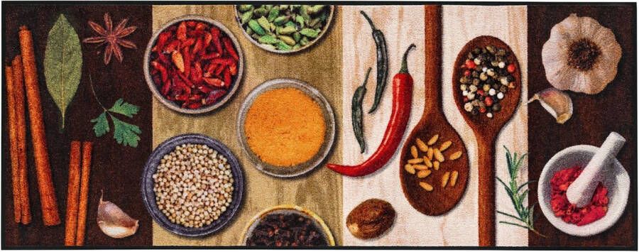 Wash+dry by Kleen-Tex Keukenloper Hot Spices Motief specerijen antislip wasbaar keuken