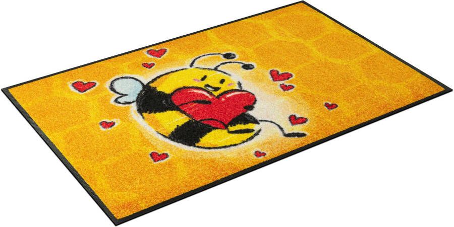 Wash+dry by Kleen-Tex Mat Bee in Love Inloopmat motief bij antislip wasbaar