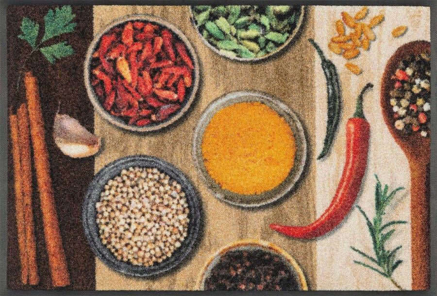 Wash+dry by Kleen-Tex Mat Hot Spices Inloopmat motief specerijen antislip wasbaar