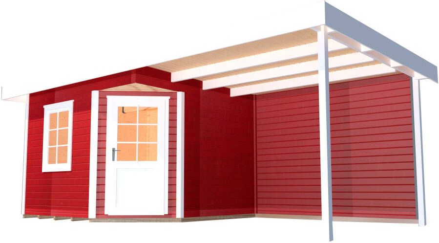 WEKA Tuinhuis Met Overkapping 213 Type B Gr2 Rood 298x601cm