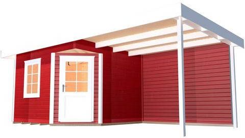 WEKA Tuinhuis Met Overkapping 213 Type B Gr1 Rood 238x541cm