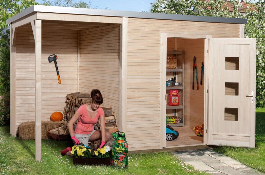 WEKA Tuinhuis Met Overkapping 413 Type A Gr1 250x400cm