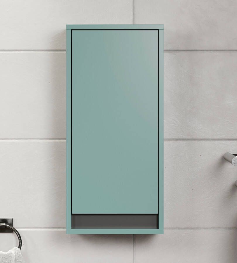 Welltime Hangend kastje Malcesine Griffloser badkamerkast in donker turquoise Afmetingen (B D H) 32 24 68 cm (1 stuk)