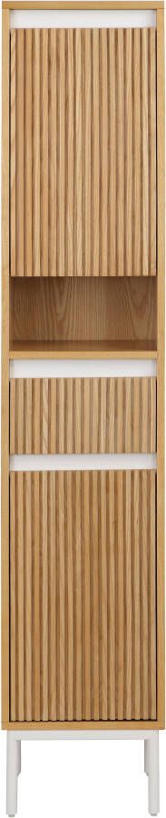 Welltime Hoge kast Falun Badkamermeubel badkamerkast met ril breedte 35 cm
