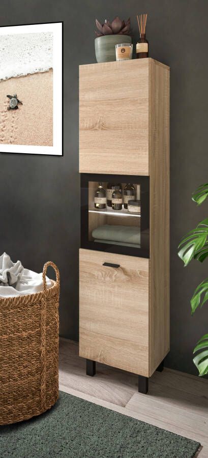 Welltime Hoge kast Tampa hoogte 125cm hangend of staand te monteren Badkamerkast hangkast badkamer badkamermeubels