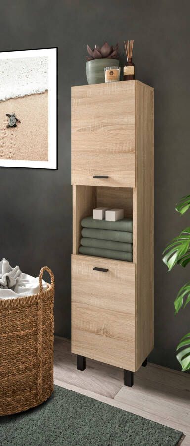 Welltime Hoge kast Tampa hoogte 125cm hangend of staand te monteren Badkamerkast hangkast badkamer badkamermeubels