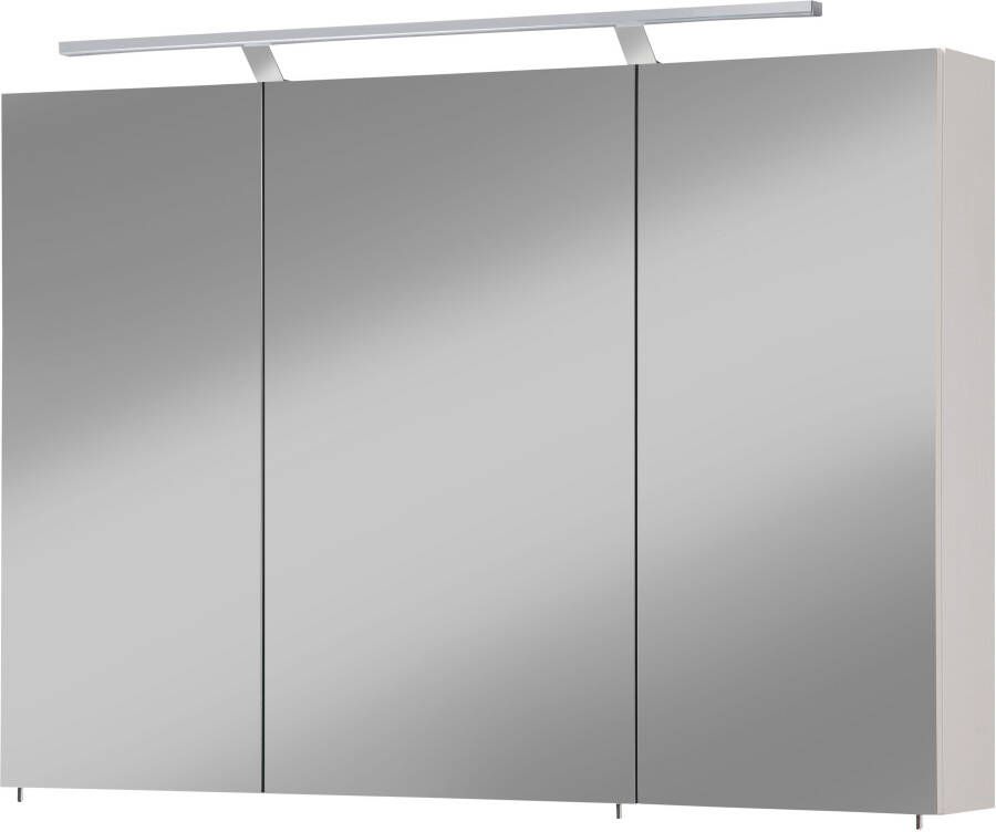 Welltime Spiegelkast Torino Breedte 100 cm 3-deurs ledverlichting schakelaar- stekkerdoos