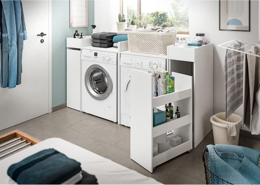 Welltime Badmeubelset FALAS TOPSELLER! 4-delig bijkeuken set breedte 190 cm Combinatie set badcombinatie badkamer organizer rollenkast ombouwkast (set 4 stuks)