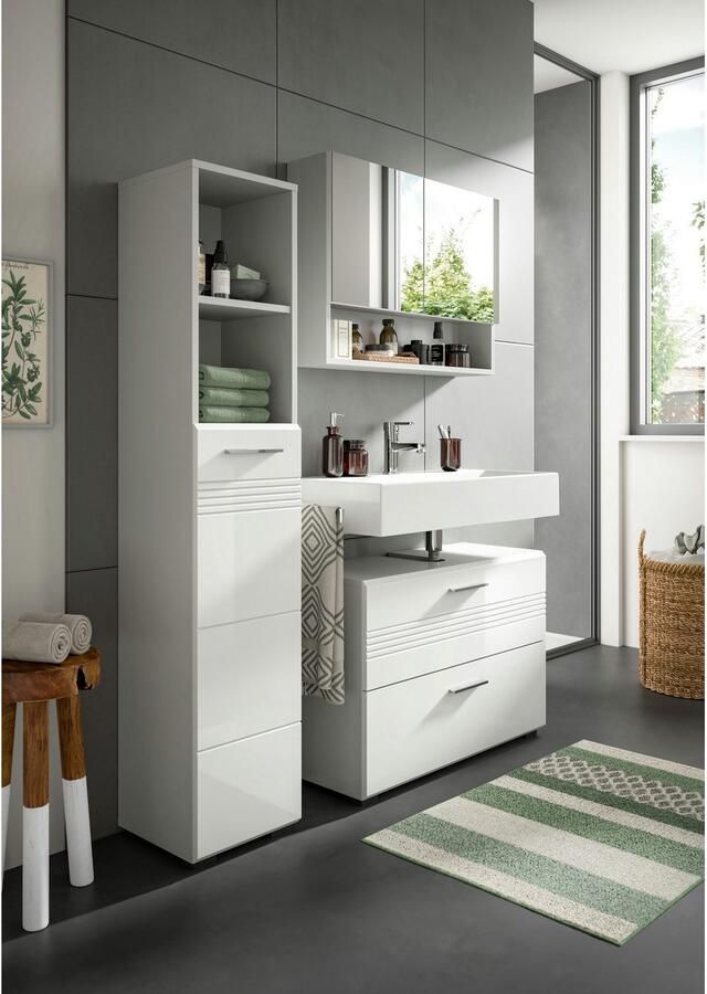 Welltime Badmeubelset Calicio bestaande uit: wastafelonderkast spiegelkast (2 stuks)