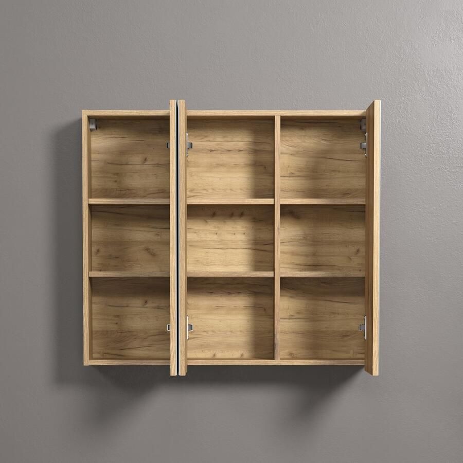 Welltime Spiegelkast Amrum 3-deurs badkamer spiegel met opbergruimte afmetingen (b d h) 90 20 80 cm (1 stuk)