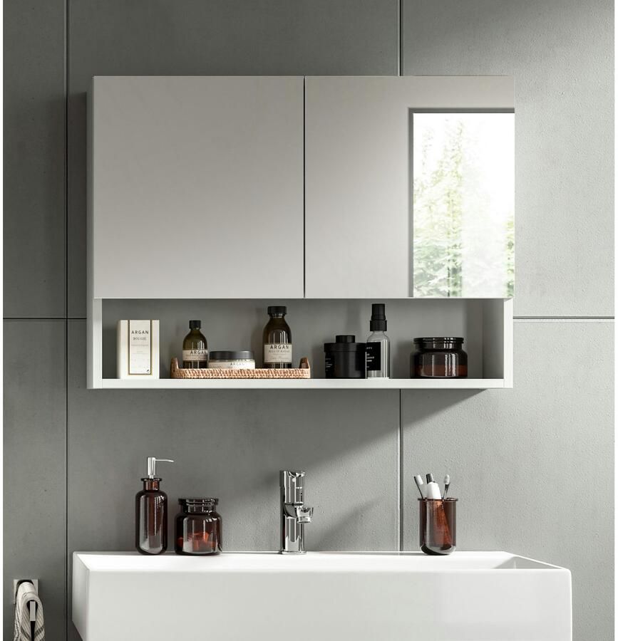 Welltime Spiegelkast Calcio breedte 74 cm 2 spiegeldeuren 1 plank 3 vakken