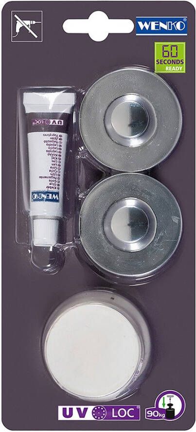 Wenko Bad bevestingsset UV-Loc 5-delig passend voor uv-loc badaccessoires bevestigen zonder boren (set)