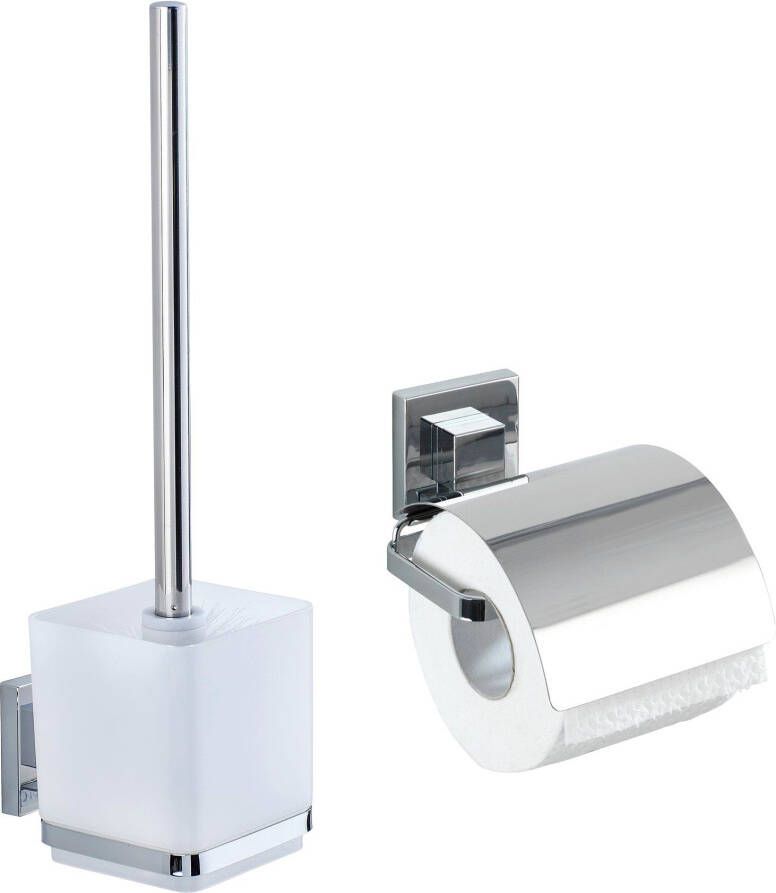Wenko Set badkameraccessoires Vacuum-Loc Quadro Toiletset toiletrolhouder (set 2-delig)