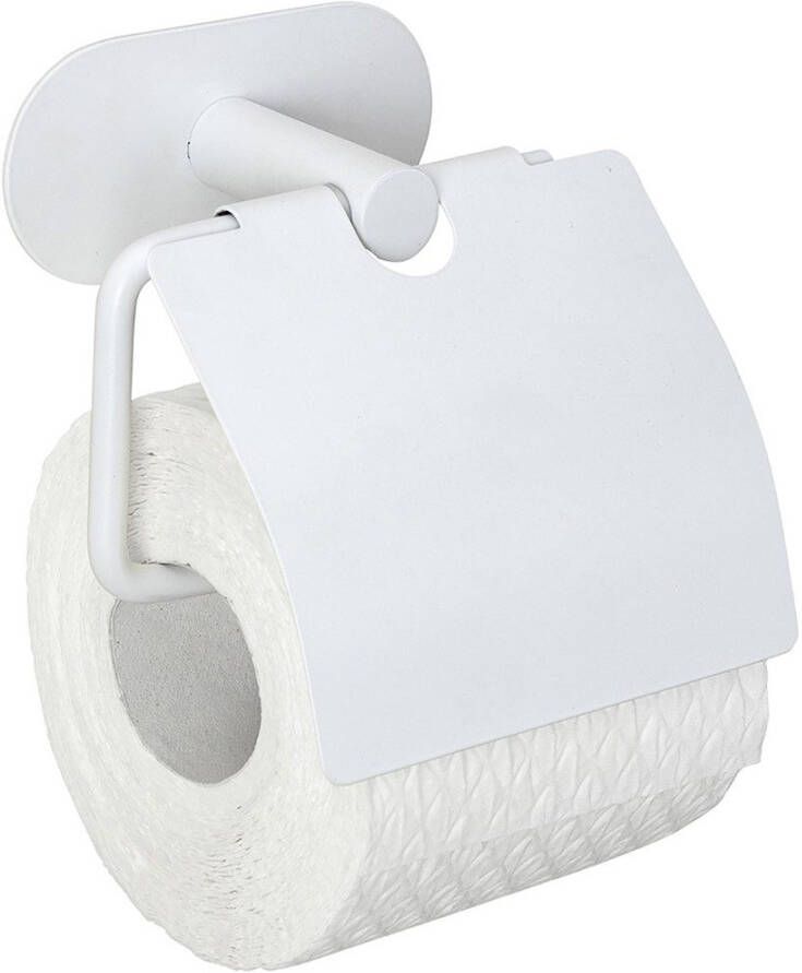 Wenko Toiletrolhouder Turbo-Loc model Orea met deksel roestvrij staal bevestigen zonder boren