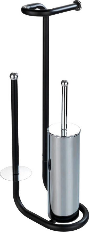 Wenko Toiletbutler Universalo zwart – Toiletborstel met houder Toiletrolhouder en Reserverolhouder