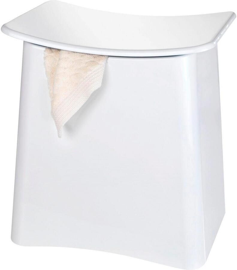 Wenko Wasmand en Badkruk Wing Wit Badkamerkruk