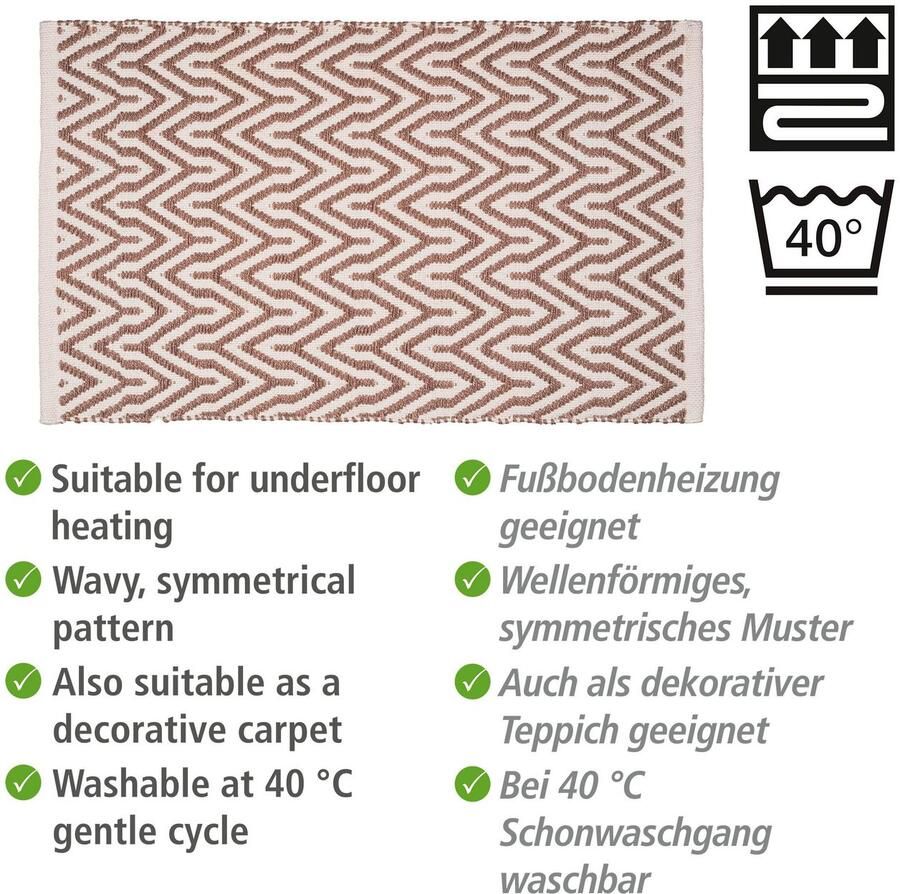 De Wenko Store openen WENKO Badmat Altai duurzame douchemat gemaakt van gerecyclede petflessen in trendy etnische stijl met antislip-onderzijde wasbaar tot 40 °C (B × H): 50 × 80 cm bruin wit