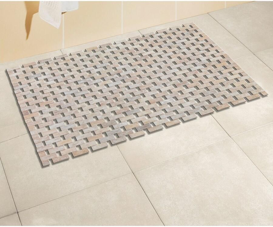 Wenko Badmat Bamboo van bamboe antislip achterzijde (1 stuk)