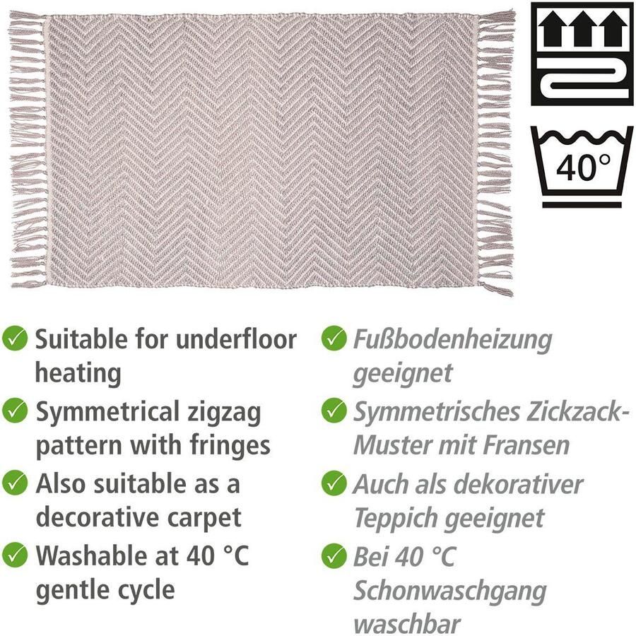 Merkloos Badmat duurzaam badtapijt gemaakt van gerecyclede PET-flessen in trendy etnische stijl met antislip onderkant wasbaar tot 40 °C (B x H): 50 x 80 cm grijs wit