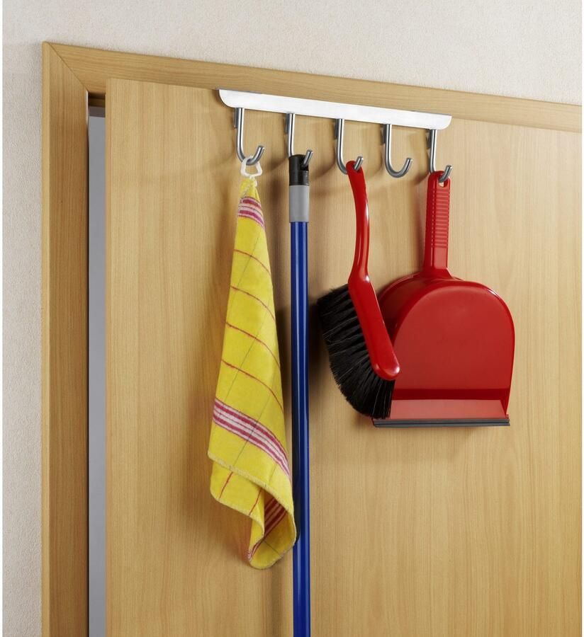 Wenko Deurhaak Model Asola Deurgarderobe haaklijst met 5 haken voor deurprofielen van 2 en 4 cm