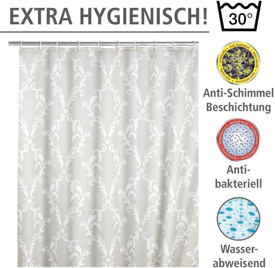 Wenko Douchegordijn Polyester Anti Schimmel 180x200 cm Beige
