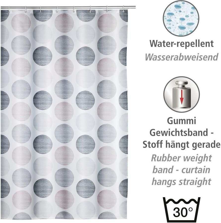 Wenko Douchegordijn Pastel Dots Hoogte 200 cm met stippen-patroon