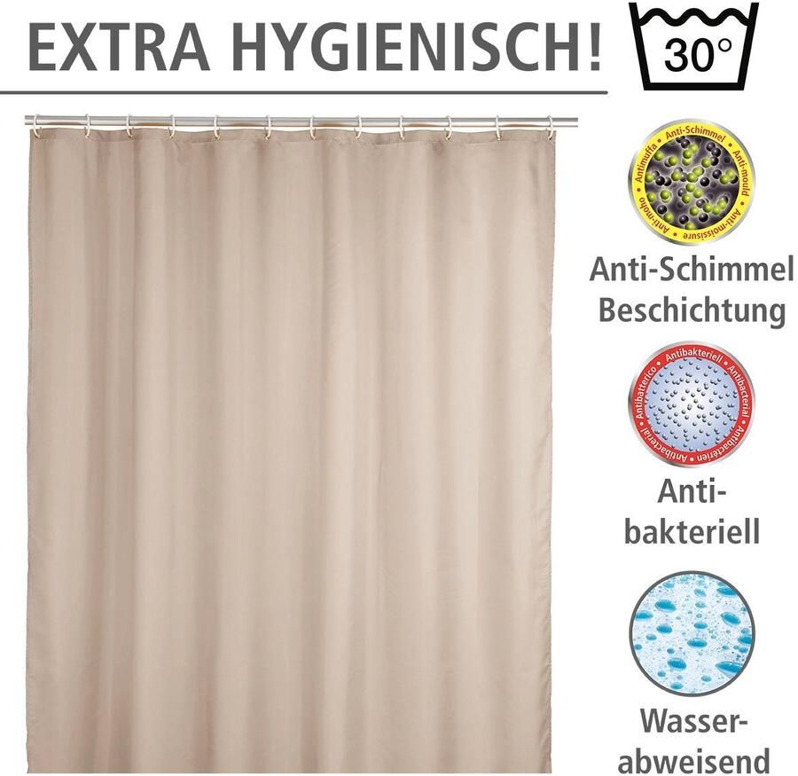 Wenko Douchegordijn Uni-beige Hoogte 200 cm polyester. Wasbaar