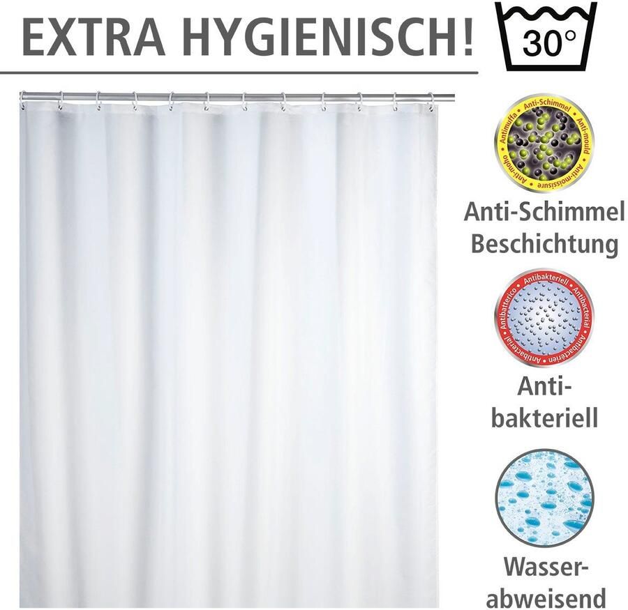 Wenko Douchegordijn Uni white Hoogte 200 cm polyester. Wasbaar