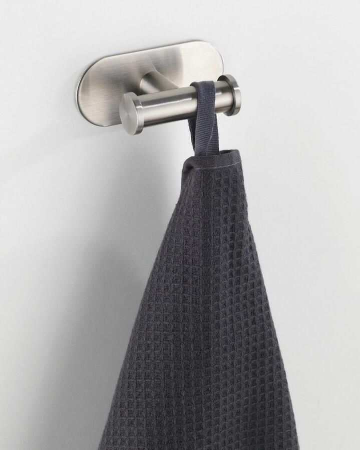 Wenko wandhaak Duo Orea 6 5 x 10 cm RVS matzilver 2-delig