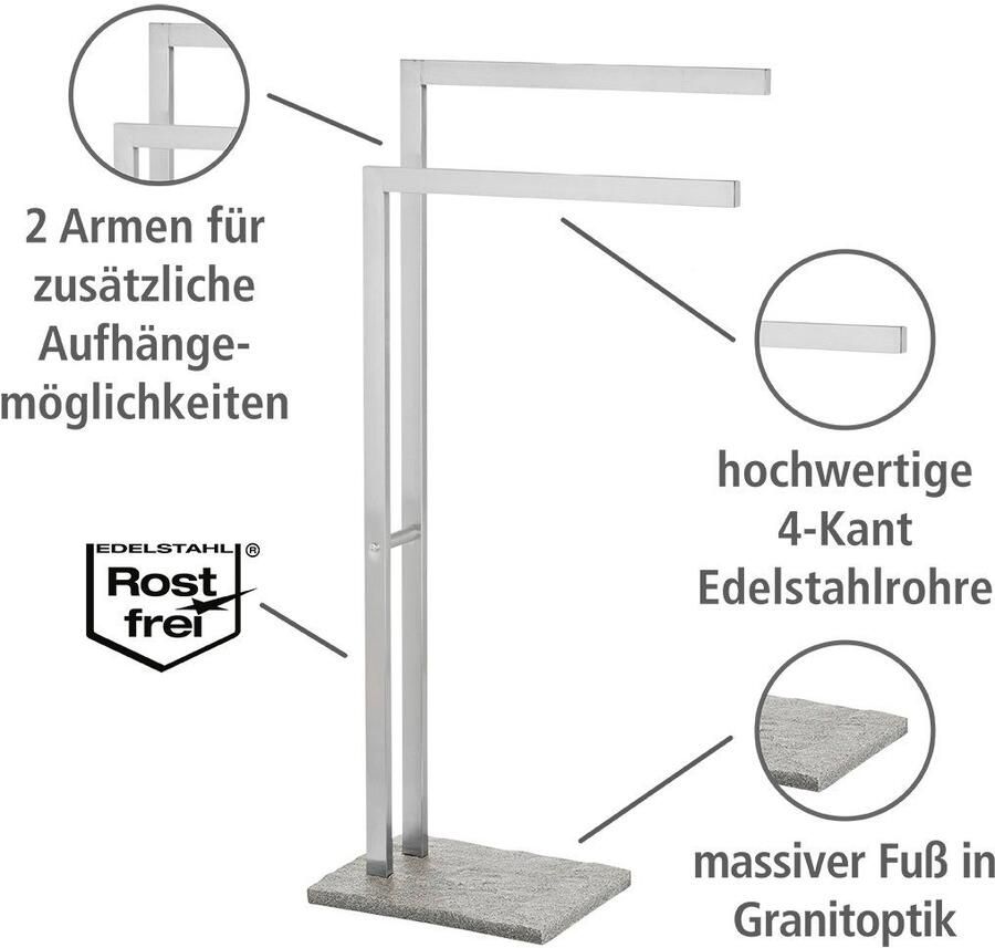 Wenko Handdoekenrek Graniet Staande kapstok edelstaal roestvrij