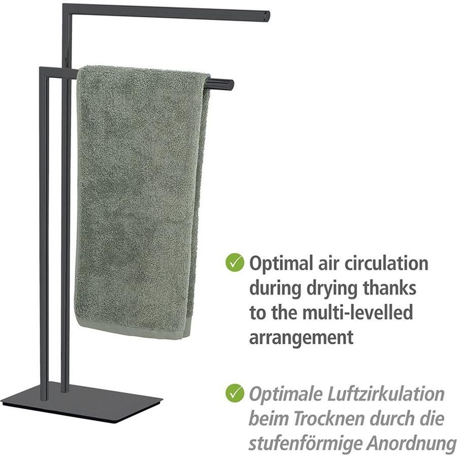 Wenko Handdoekenrek Model Recco van gelakt staal 2 handdoekstangen zware bodemplaat