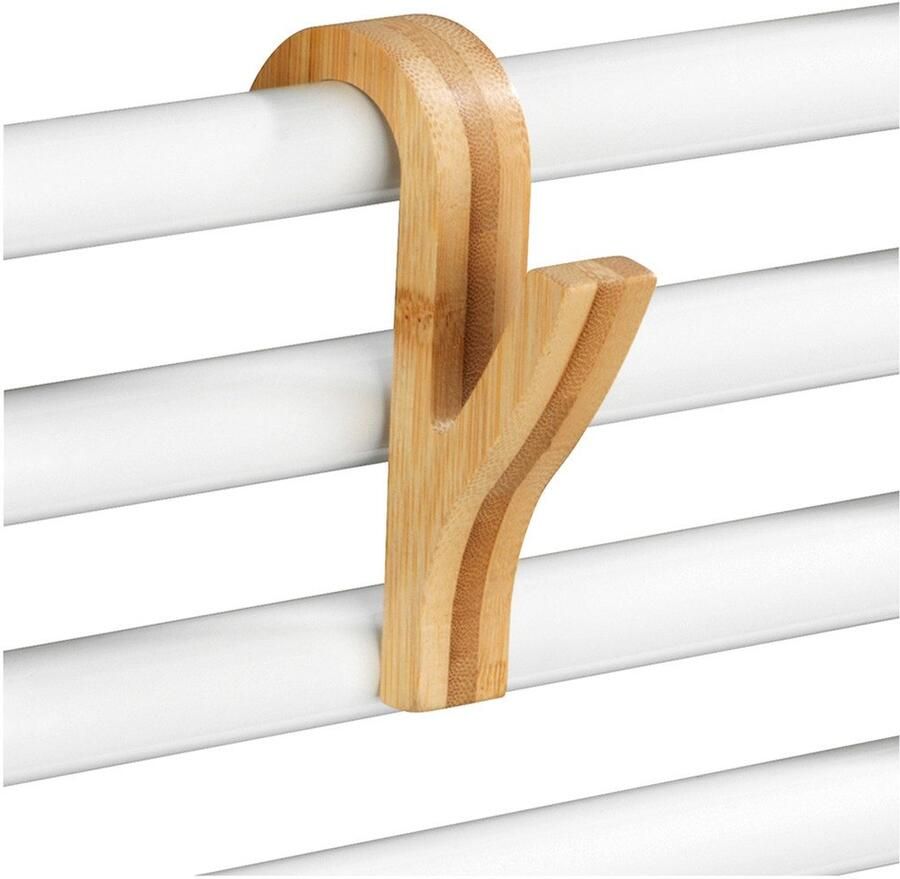 Wenko Handdoekhaakjes Bamboe voor handdoekradiatoren ruimtebesparende opslag (set 6 stuks)