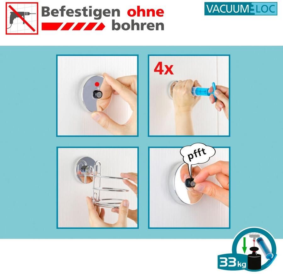 Wenko Toiletset Quadro Vacuum-Loc bevestigen zonder boren