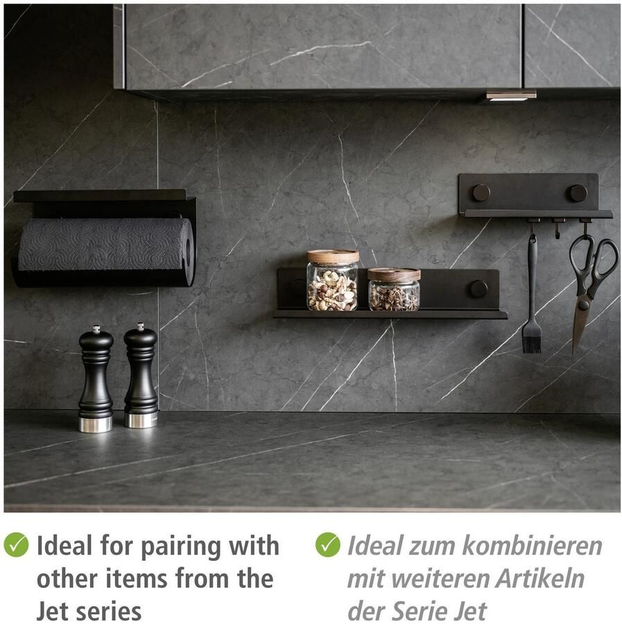 Wenko Keukenrek Model Jet M Wandrek industriële stijl gepoedercoat metaal (1 stuk)