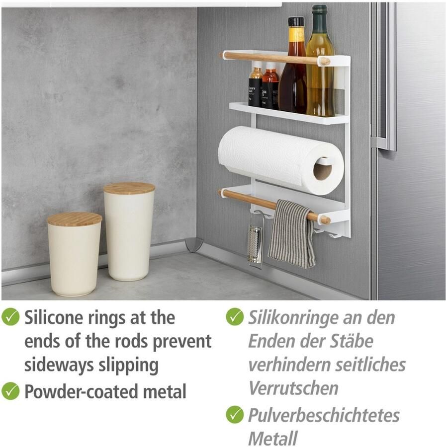 Wenko Keukenrek Model Magna magnetische rek met keukenrolhouder bevestiging zonder boren