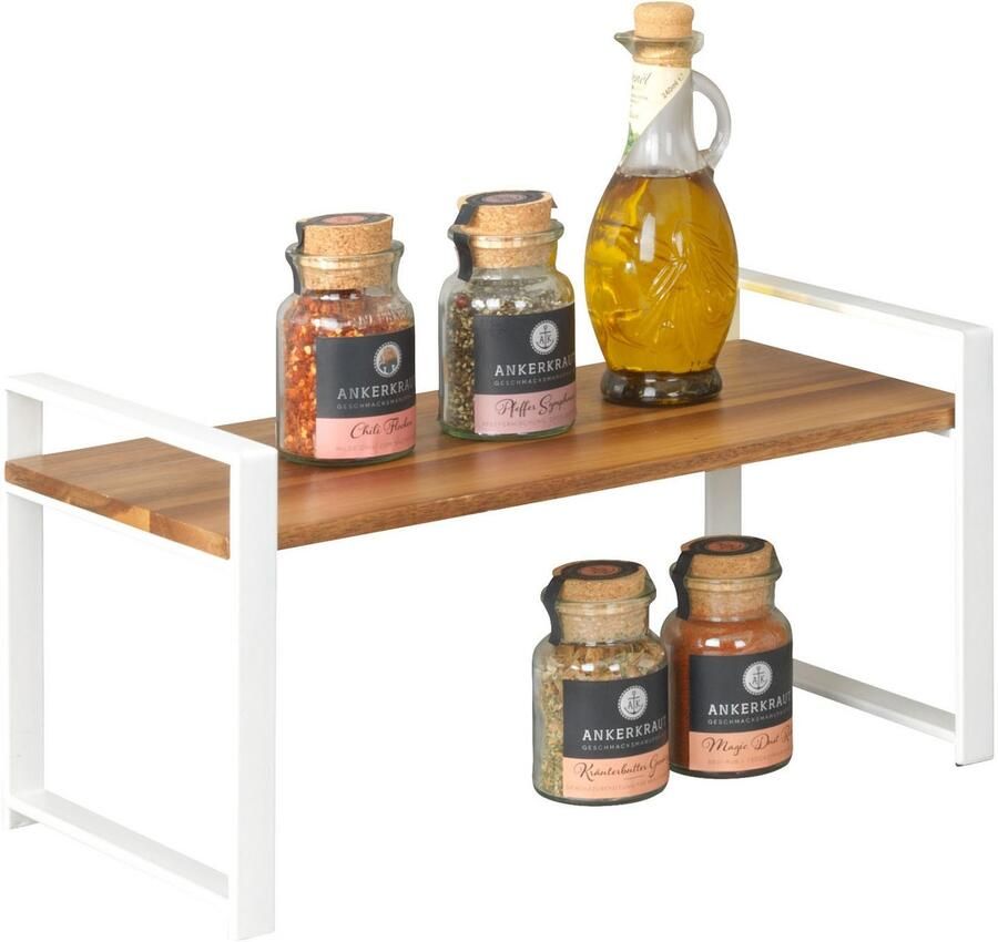 Wenko Keukenrek Modell Louisa met acaciahouten plank staande plank voor het werkblad