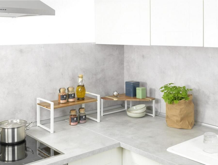 Wenko Keukenrek Modell Louisa met acaciahouten plank staande plank voor het werkblad