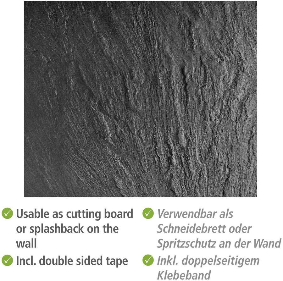 Wenko Keukenwand Model Leisteen Spatscherm voor fornuis of gootsteen in leisteen-look gehard glas (1-delig)