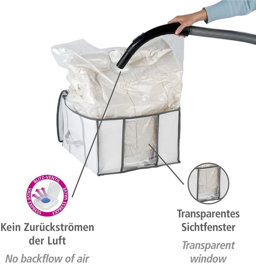 Wenko Onderbedlade Vacuüm-softbox S geïntegreerde vacuümzak & snelle ontluchting tot 75% ruimtebesparing