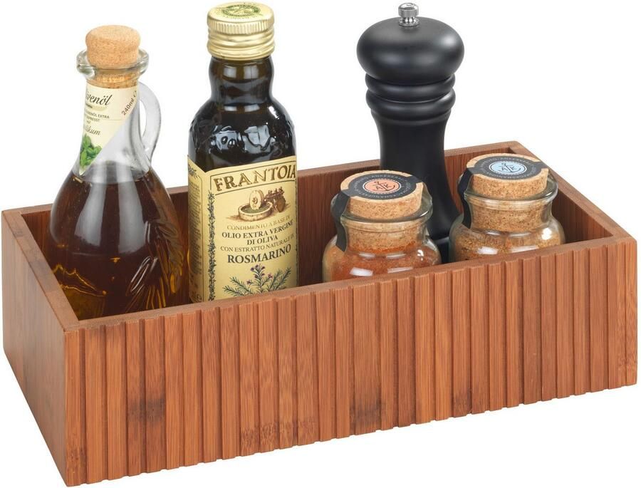Wenko Opbergbox Modell Mera Organizer van gerookt bamboe voor de keuken landhuisstijl (set 2 stuks)