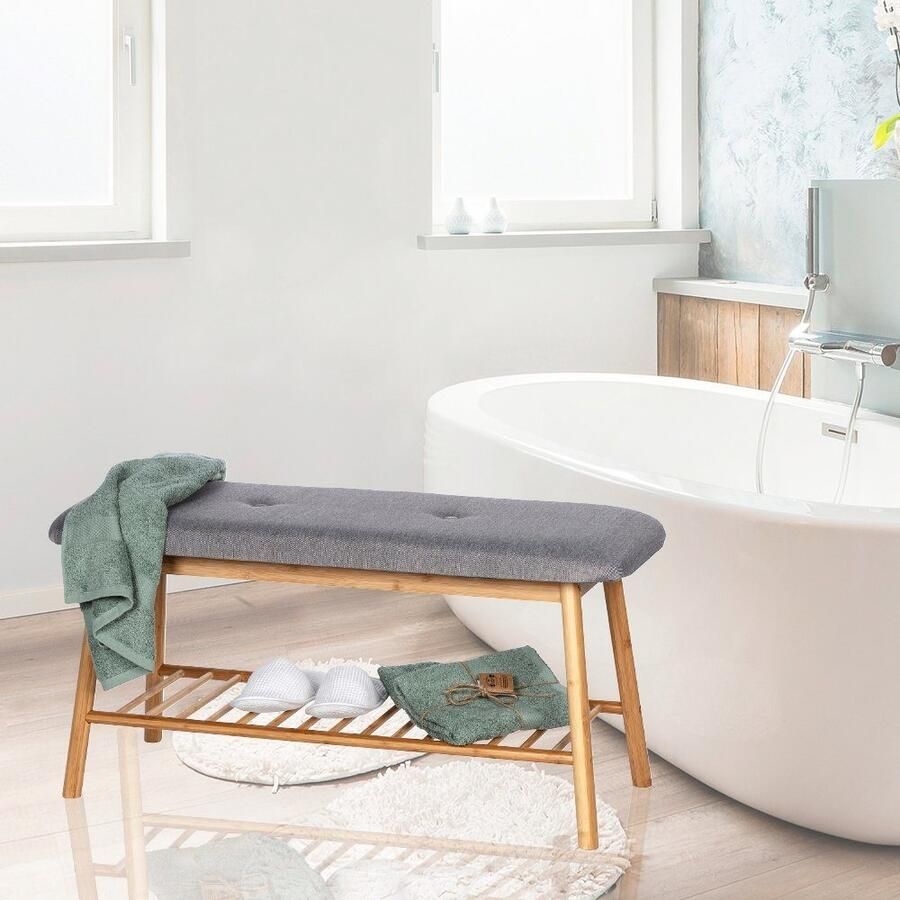 Wenko Schoenenbank Bahari BxDxH: 90x34x45 cm gemaakt van bamboe - Foto 2