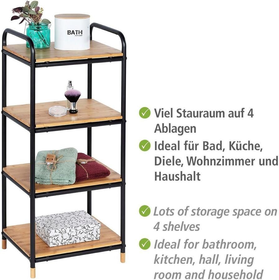 Wenko Bijzettafel Loft 42 X 94 5 X 33 5 Cm Rvs bamboe Zwart