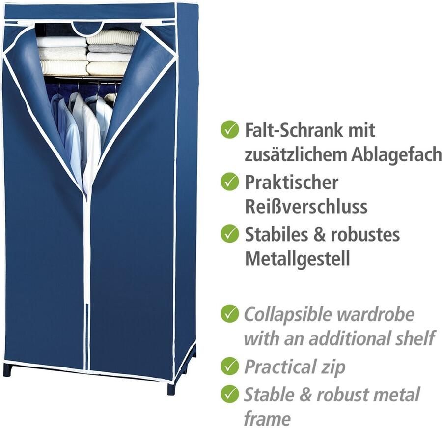 Wenko Stofkast Modell Air Stoffen kast met kledingroede plank & ritssluiting vlies